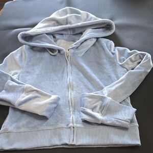 Aerie Plush Gray Full-Zip Jacket Cropped Velour‎ Xs